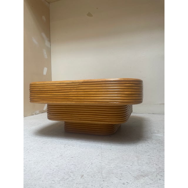 Wood Vintage Rattan Stepped Coffee Table in the Style of Paul Frankl For Sale - Image 7 of 9