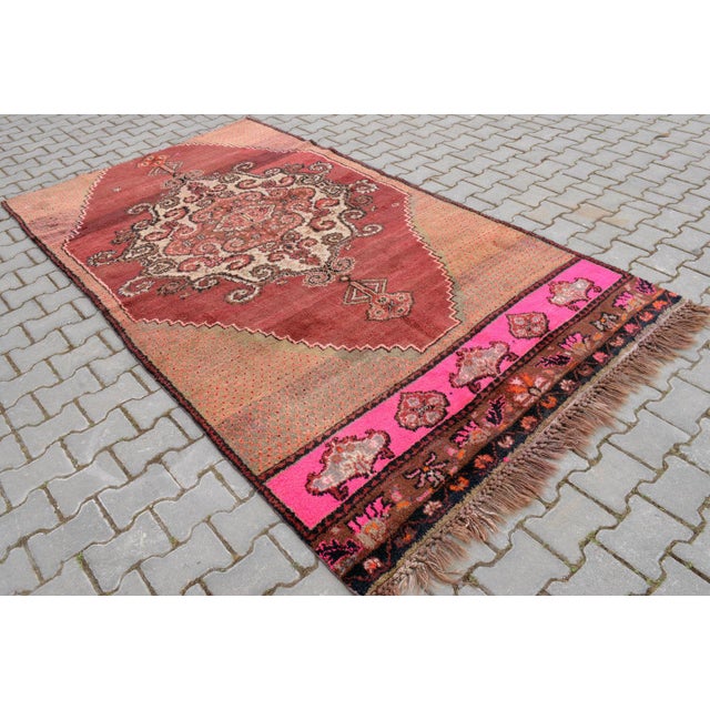 Pink Vintage Turkish Hand Knotted Rug 5'4 X 9'5 Chairish