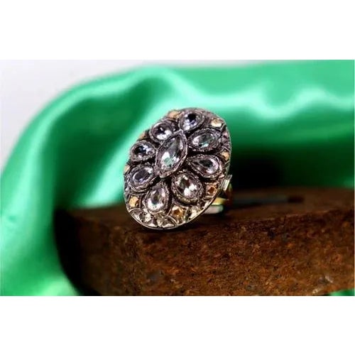 Gold and Silver Ring with Teardrop and Pear Cut Zirconias For Sale - Image 6 of 10