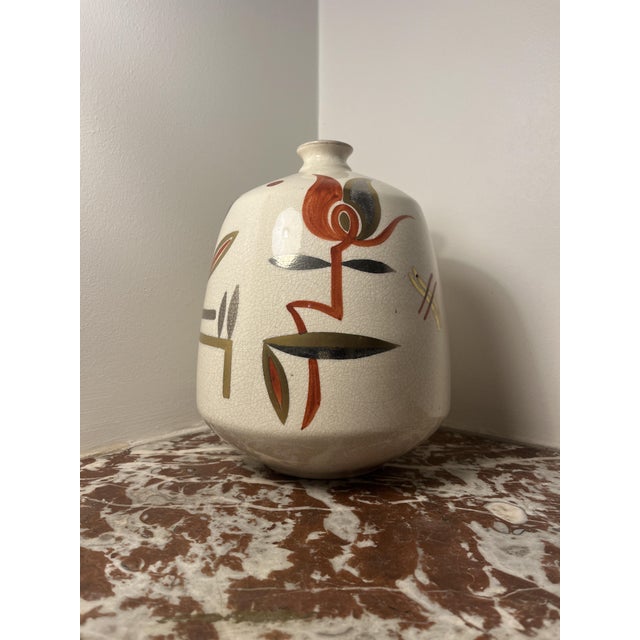 Black Modernist Vase in Crackled Ceramic from Manufacture de Sainte-Radegonde / Ateliers Asch, 1950s For Sale - Image 8 of 8