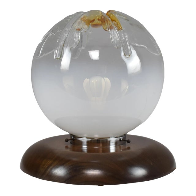 Italian Mid-Century Modern Murano Glass Spherical Globe Table Lamp, 1970s For Sale