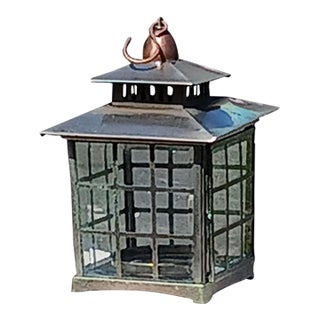 1940s Copper and Brass Hanging Candle Lantern For Sale