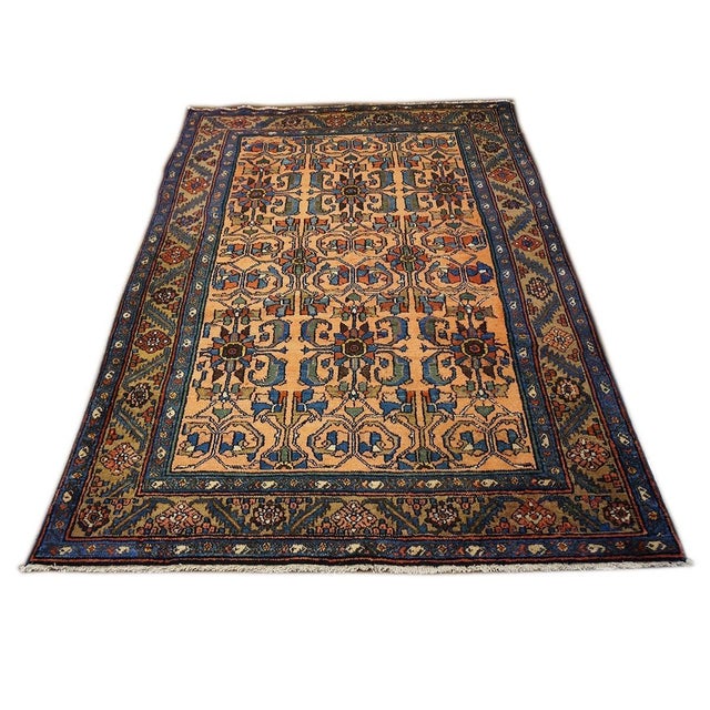 Condition: Antique Circa: 1920s Origin: Persia Design: Lilihan Actual Size: 4.6 X 6.10 Color: Yellow, Orange, Blue, Tan,...