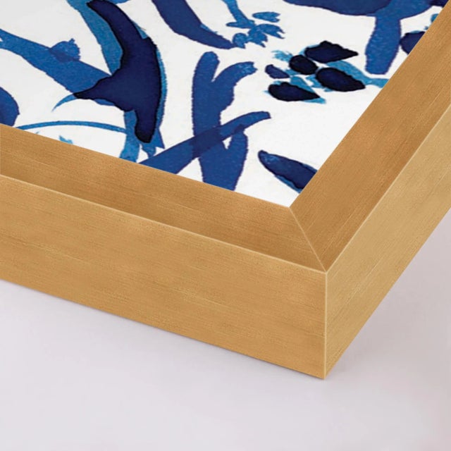 Cobalt Vines 1 by Gold Rush Art, Art Print in Gold Frame, Medium Overall Size: 29x36 Frame Color: Gold