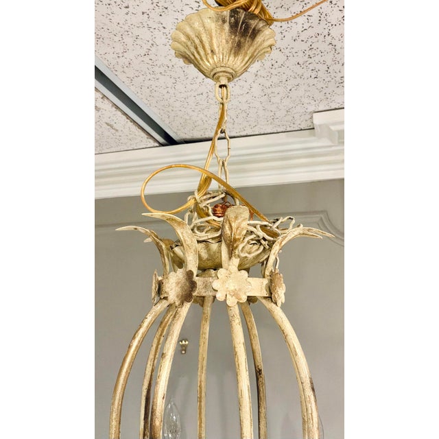 Original retail $5287, neoclassical Myran Allan Luxury Lighting Italian Sand and Gold Leaf Finished Iron Chandelier,...