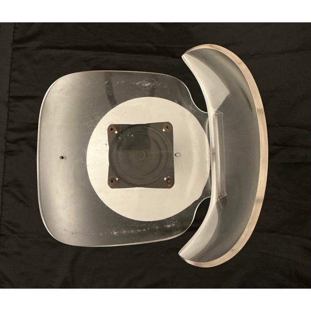 Vintage Hollis Jones Style Lucite Acrylic Swivel Side Chair White Tulip Base, Circa 1970s For Sale In Greenville, SC - Image 6 of 12