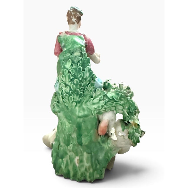 Antique Chelsea-Derby Style Porcelain Shepherdess With Lamb, Incised N Mark For Sale In Portland, ME - Image 6 of 8