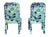 Pair of Mid Century Ming style parsons chairs, fully upholstered in Thibaut's vibrant 'Imperial Dragon' linen fabric,...