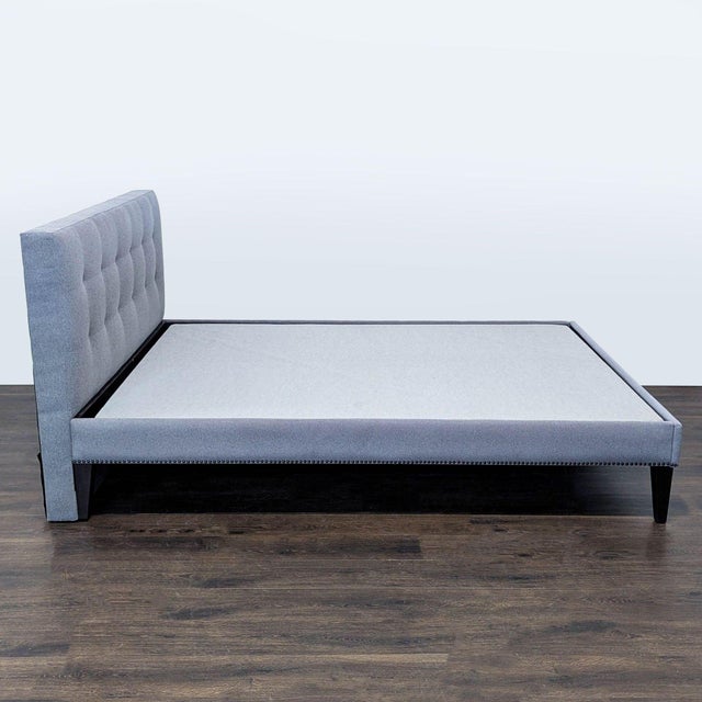 West Elm West Elm Modern Upholstered Bed Frame With Tufted Headboard - Queen Size For Sale - Image 4 of 12