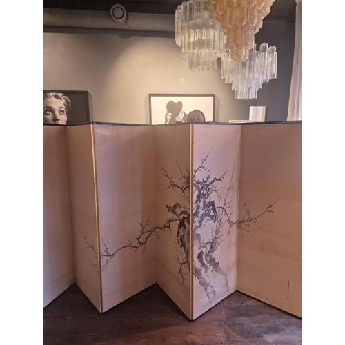 Black Japanese Folding Screen in Paper For Sale - Image 8 of 11