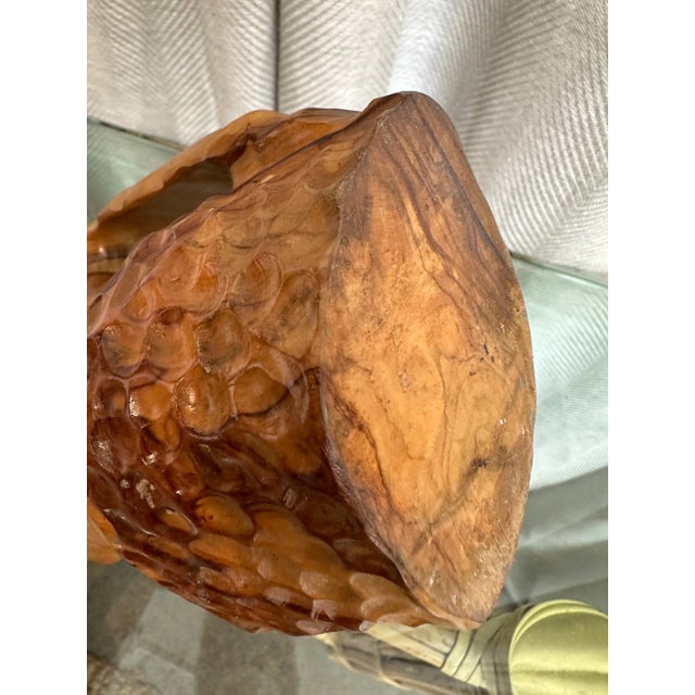 1990s Hand Carved Olive Pitcher For Sale - Image 5 of 5
