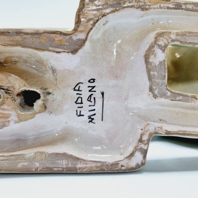 Art Deco Italian Glazed Ceramic Recumbent Deer Sculpture from Fidia Milano, 1940s For Sale - Image 14 of 15