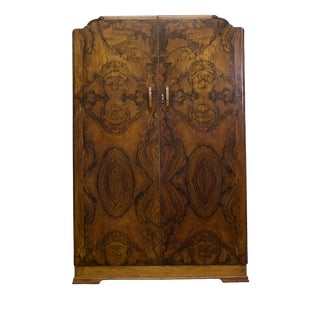 Vintage Art Deco Burr Walnut Wardrobe, 1930s For Sale