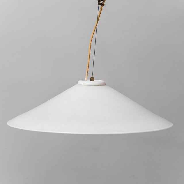 Vintage White Glass Pendant Light, 1970s For Sale - Image 10 of 10