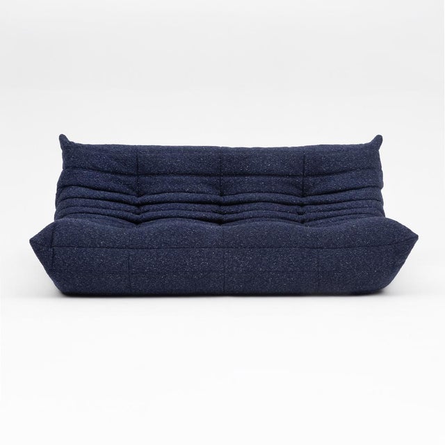 Togo Three-Seater Sofa in Dark Blue Boucle by Michel Ducaroy for Ligne Roset For Sale - Image 17 of 17