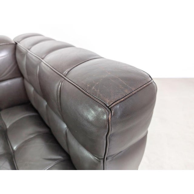 Brown Leather Sofa by Josef Hoffmann for Wittmann Kubus For Sale - Image 6 of 10