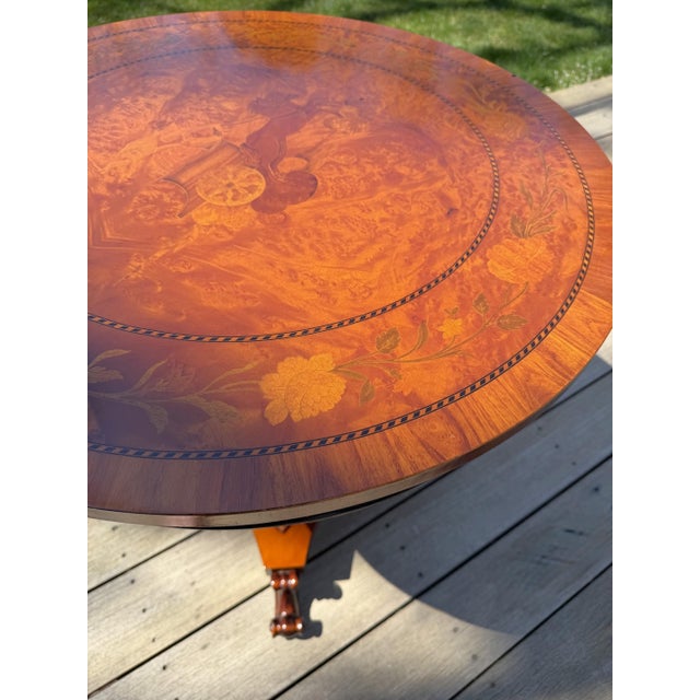 Italian Burlwood Marquetry Center Table With Custom Glass Top For Sale - Image 15 of 18