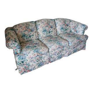 Rare Vintage Floral Couch With Trapunto Embroidery From 1990s For Sale