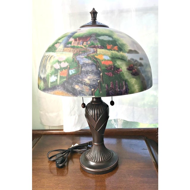 Thomas Kinkade Reverse Painting Table Lamp Chairish