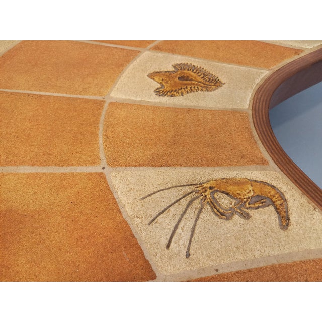 Comma-Shaped Coffee Table with Shell Motifs in Wood and Vallauris Ceramic from Barrois, 1960s-1970s For Sale - Image 9 of 18