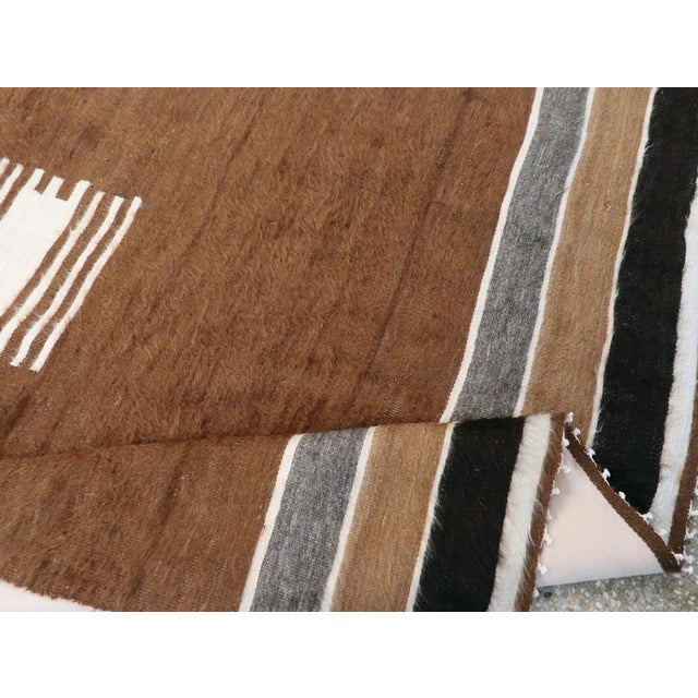Black Galerie Shabab Collection Mid-20th Century Turkish Folk Accent Rug Handmade in Brown, Black, Ivory, and Grey For Sale - Image 8 of 9