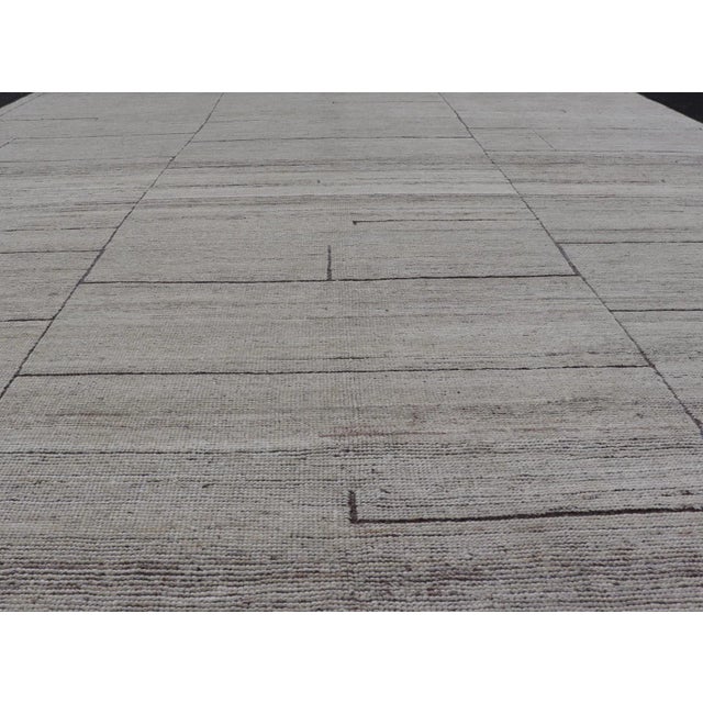 Modern Design Rug in White and Brown Tones by Keivan Woven Arts 9'4 X 11'9 For Sale - Image 4 of 12
