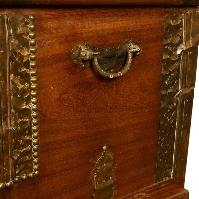 Antique 19thC Zanzibar Omani Teak & Brass Stud & Copper Clad Dowry Chest 1890 For Sale - Image 18 of 18