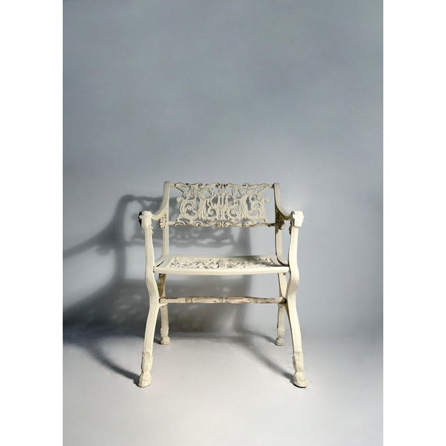 Neoclassical Pair of Vintage Cast Metal Chairs by Karl Freidrich Schinkel For Sale - Image 3 of 5