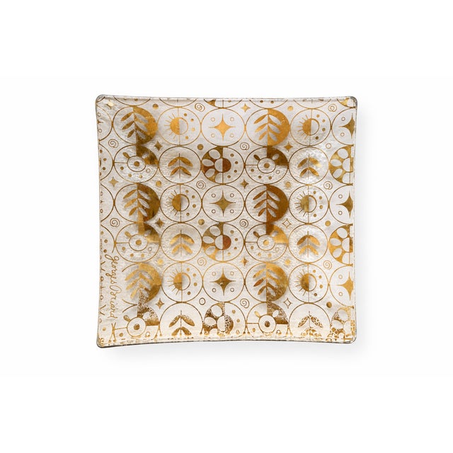 Vintage Mid-Century Modern Georges Briard Gold Pattern Glass Platters & Serving Trays – Set of 3 For Sale - Image 9 of 11