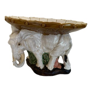 Vintage Italian Elephant Pedestal Centerpiece Fruit Bowl Vase For Sale