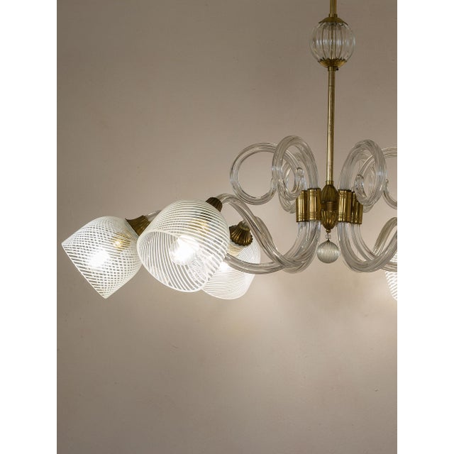 Large Six-Light Chandelier in Blown Murano Glass by Ercole Barovier, 1930s For Sale - Image 11 of 14