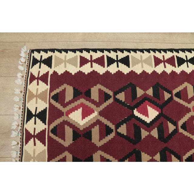 Burgundy 1960s Traditional Burgundy Wool Rug For Sale - Image 8 of 13