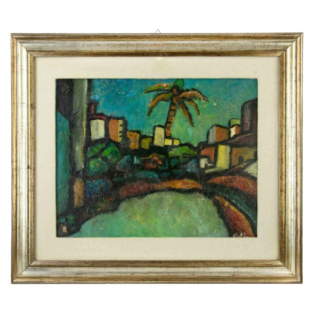 Lello Barresi, Sicilian Landscape, Oil on Canvas, 1980s For Sale
