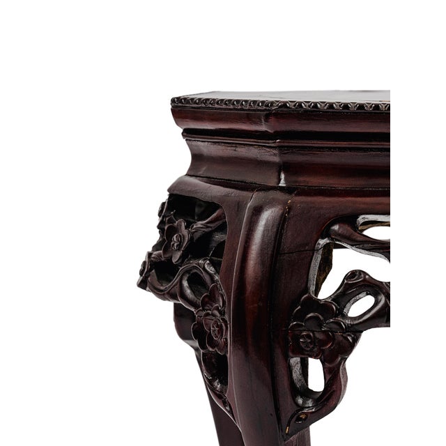 Wood Late 20th Century Vintage Ming Dynasty Style Short Pedestal Plant Stand For Sale - Image 7 of 8