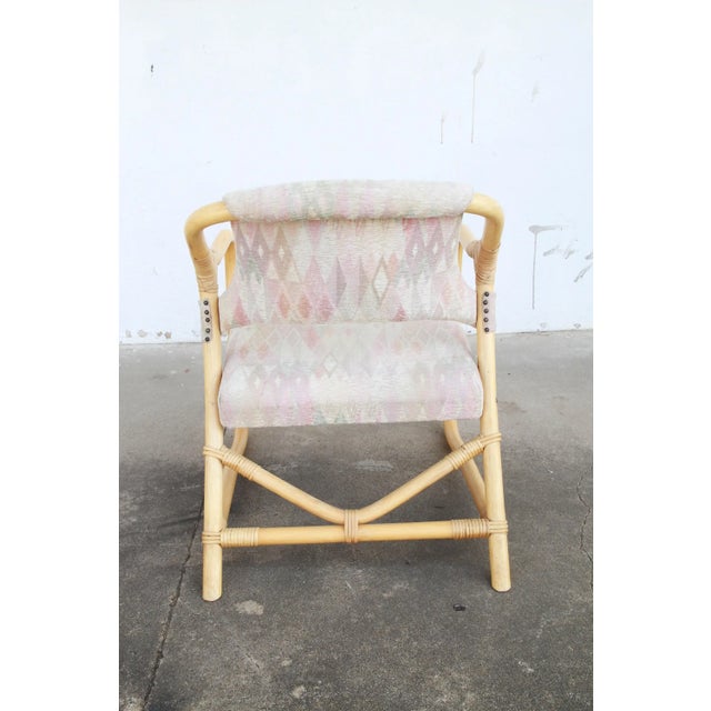 Boho Chic Upholstered Bamboo Armchairs For Sale - Image 9 of 11