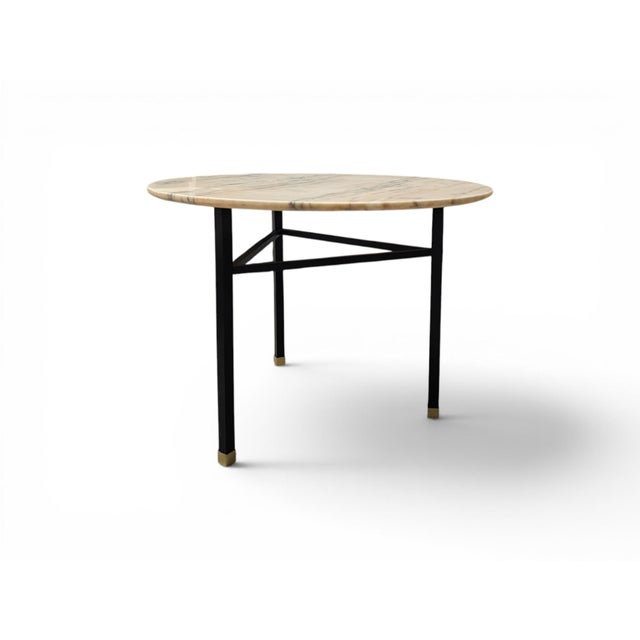 Metal Round Coffee Table with Marble Base, 1950s For Sale - Image 7 of 7