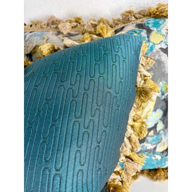 Textile Robert Allen Vibrant Tasseled Floral Silk Pillows/Pair For Sale - Image 7 of 9