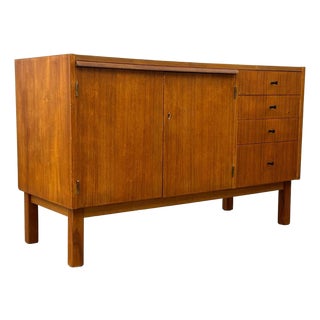 1960s Mid-Century Swedish Teak Credenza With Pull-Out Desk and Drawers For Sale
