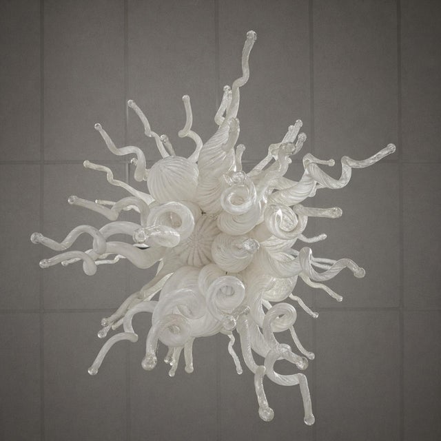Large Vintage Murano Hand Blown Glass Chandelier, Italian Modern Lighting For Sale In Los Angeles - Image 6 of 18