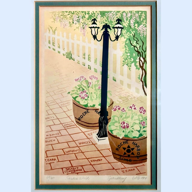 1984 Nancy & Lewis Spaulding Signed Serigraph "Garden Walk" For Sale - Image 4 of 8