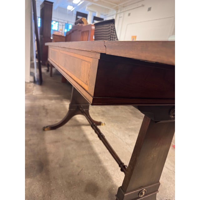 Brown Regency Style Mahogany Drop-Leaf Desk, Vintage For Sale - Image 8 of 12
