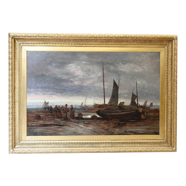 Victorian Norfolk Coast Maritime Scene, 1860, Oil on Canvas For Sale