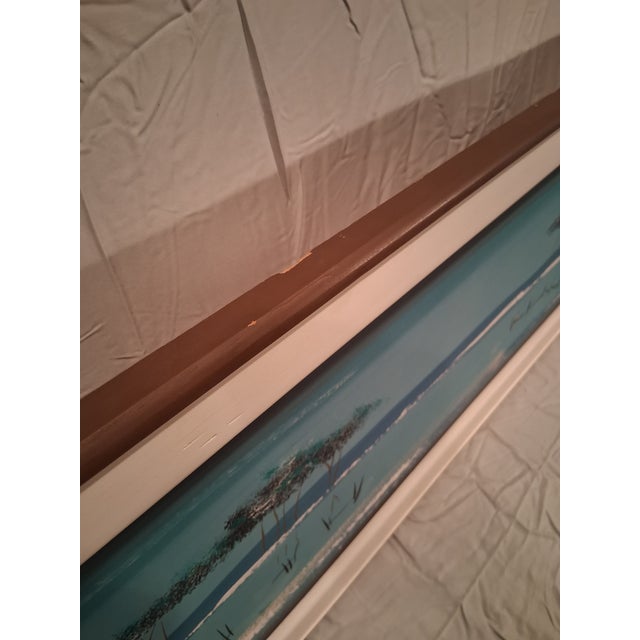 Tiffany Blue Mid Century Modern Carlo of Hollywood Hand Painted Scenery Painting For Sale - Image 8 of 15