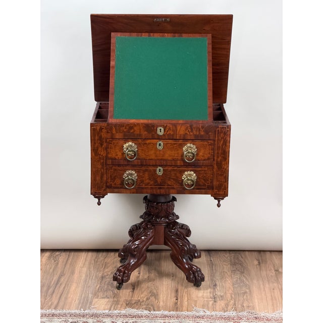 Brown American Classical Figured Mahogany Work Table, Circa 1830–1845 Possibly New York or Philadelphia For Sale - Image 8 of 11