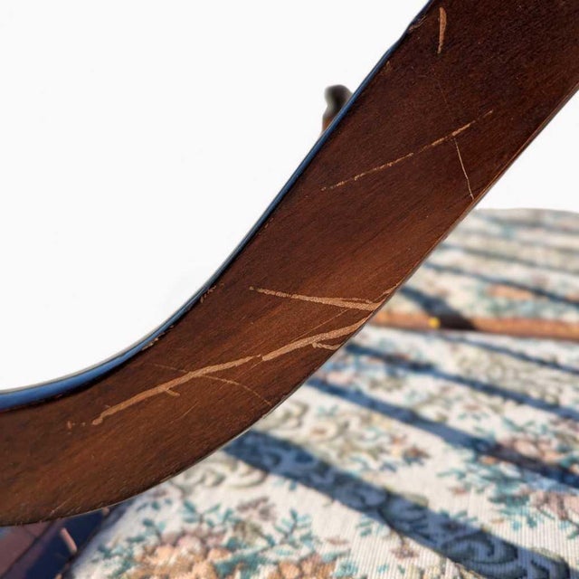 Vintage Spindle Back Wood Settee With Floral Cushions For Sale - Image 9 of 16