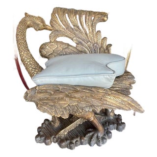 Vintage Italian Carved and Giltwood Grotto Chair For Sale