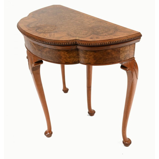 Queen Anne Burr Walnut Games Table, 1930s For Sale - Image 3 of 8