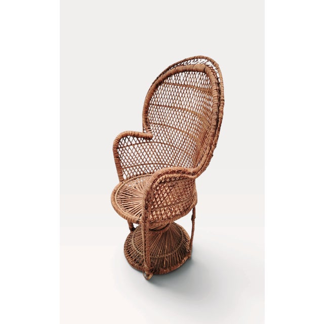 Vintage Rattan Junior Emmanuelle Wicker Peacock Throne Chair, 1960s For Sale - Image 13 of 13