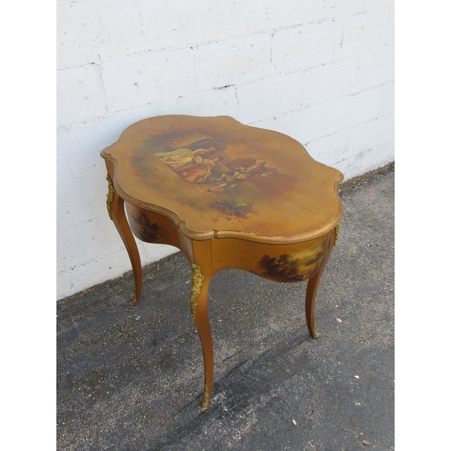 Late 19th Century Late 1800s French Hand Painted Large Center Table 6244 For Sale - Image 5 of 16