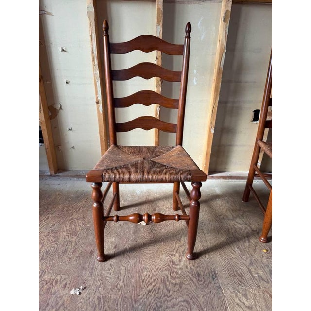 Henkel Harris Henkel Harris Early American Rustic Style High Ladder Back Dining Chairs. Set of 6 For Sale - Image 4 of 18